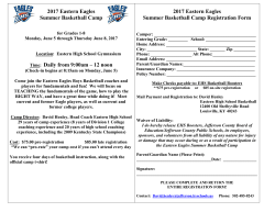 2017 Eastern Eagles Summer Basketball Camp Time