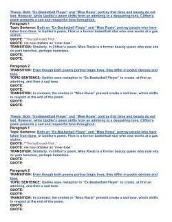 Thesis: Both &ldquo;Ex-Basketball Player&rdquo; and &ldquo;Miss Rosie&rdquo; portray that