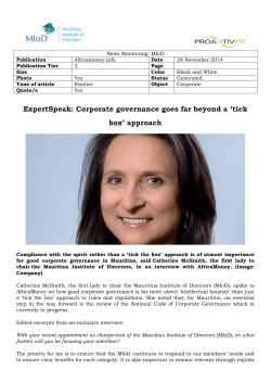 Corporate governance goes far beyond a `tick box` approach