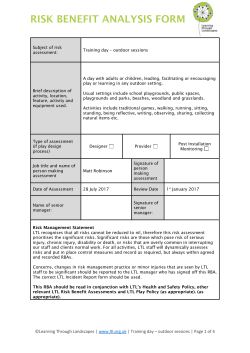 Outdoor Training Event Risk Assessment