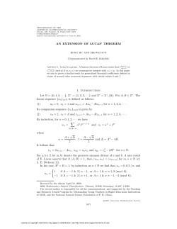 AN EXTENSION OF LUCAS` THEOREM 1. Introduction Let N = {0, 1