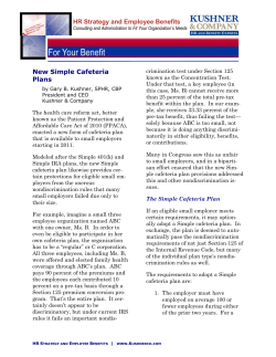 HR Strategy and Employee Benefits New Simple Cafeteria Plans