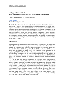 Letting go of "Natural Kind" Towards a - Philsci