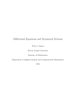 Differential Equations and Dynamical Systems