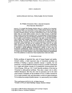 HARSANYI, JOHN C., Nonlinear Social Welfare Functions , Theory