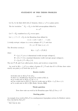 STATEMENT OF PHD THESIS PROBLEM Known results: Thesis