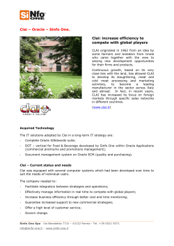 Clai &ndash; Oracle &ndash; Sinfo One. Clai: increase efficiency to compete with