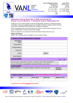 Application Form for the Hire of VANL Facility