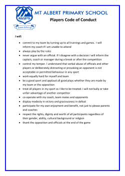 Players Code of Conduct - Mt Albert Primary School