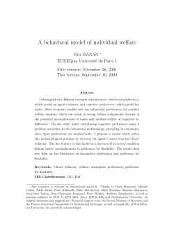 A behavioral model of individual welfare