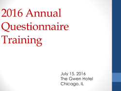 Annual Questionnaire Training