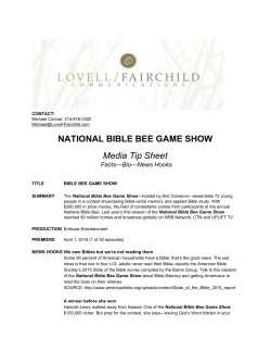 NATIONAL BIBLE BEE GAME SHOW Media Tip Sheet