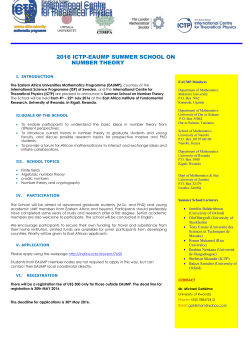 2016 ICTP-EAUMP SUMMER SCHOOL ON NUMBER THEORY I