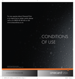 Onecard Visa Conditions of Use