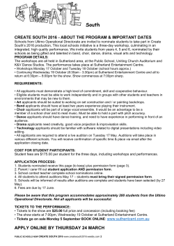 South CREATE SOUTH 2016 - STUDENT