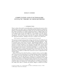 computation and functionalism: syntactic theory of mind revisited
