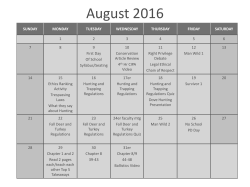 Calendar Outdoor Education Hunting