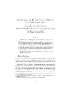 Reconsidering the Role of Money for Output, Prices and - S