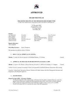 board meeting #8 - Lower Island Soccer Association