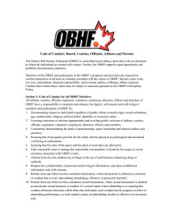 Code of Conduct- Board, Coaches, Officials, Athletes and Parents