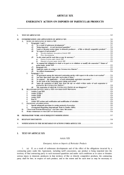 Emergency Action on Imports of Particular Products
