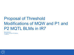 Proposal of Threshold Modifications of MQW and P1 and P2 MQTL