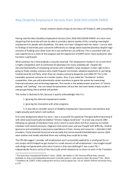New Disability Employment Services from 2018 DISCUSSION PAPER