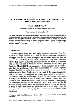 MANAGERIAL INCENTIVES AS A STRATEGIC VARIABLE IN