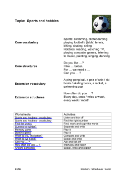 Topic: Sports and hobbies