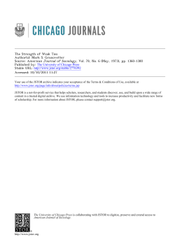 The Strength of Weak Ties