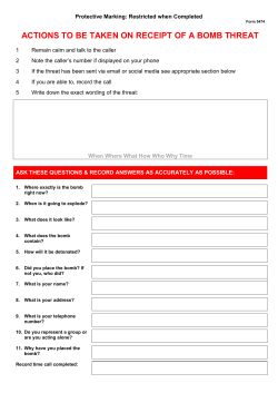 actions to be taken on receipt of a bomb threat