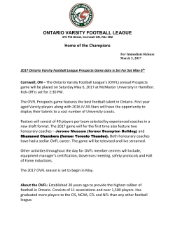 ONTARIO VARSITY FOOTBALL LEAGUE Home of the