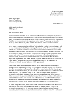 Building A Better Brexit campaign letter to MPs