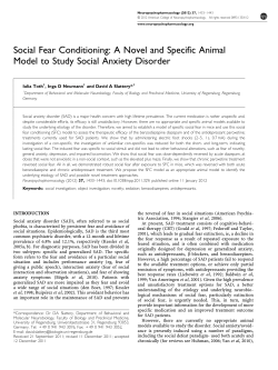 Social Fear Conditioning: A Novel and Specific Animal Model to
