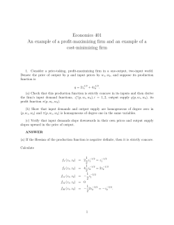 Economics 401 An example of a profit