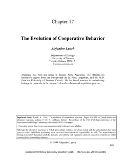 Chapter 17 The Evolution of Cooperative Behavior