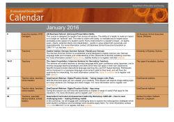 Professional Development Calendar of Events