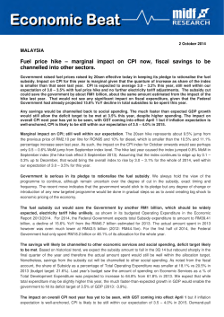 Fuel price hike &ndash; marginal impact on CPI now, fiscal savings to