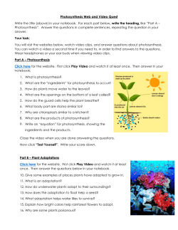 Photosynthesis Web and Video Quest Write the title (above) in your