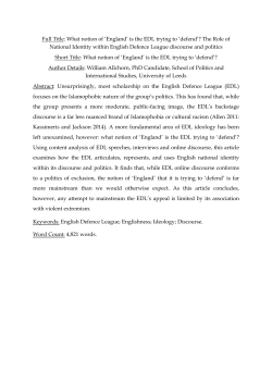 Full Title: What notion of `England` is the EDL trying to `defend`? The
