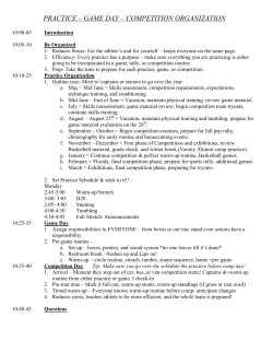 PRACTICE &ndash; GAME DAY &ndash; COMPETITION ORGANIZATION