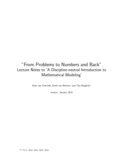 From Problems to Numbers and Back&rdquo;