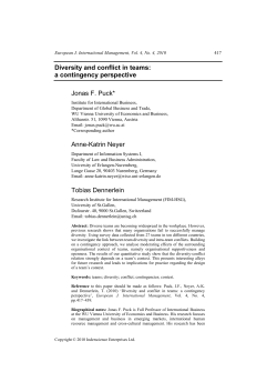 Diversity and conflict in teams: a contingency perspective Jonas F