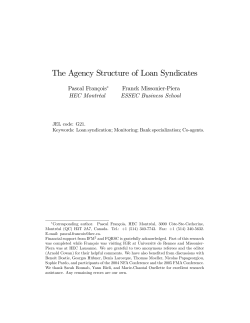 The Agency Structure of Loan Syndicates - HEC