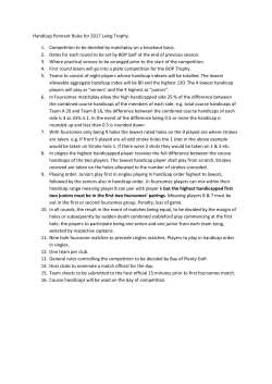 Handicap Pennant Rules for 2017 Laing Trophy