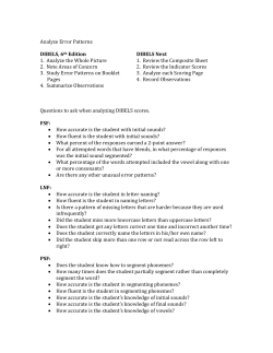 Analyze Error Patterns DIBELS, 6th Edition DIBELS Next 1. Analyze