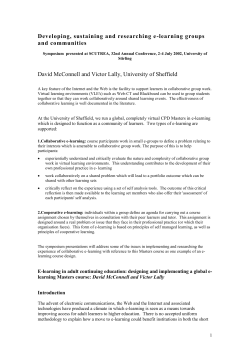 Developing, sustaining and researching e