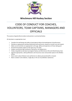 code of conduct for coaches, volunteers, team captains, managers