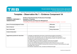 Template &ndash; Observation No 1 &ndash; Evidence Component 1A