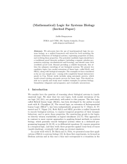 (Mathematical) Logic for Systems Biology